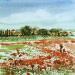 Painting Le temps des coquelicots by Hoffmann Elisabeth | Painting Figurative Landscapes Watercolor