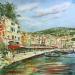Gemälde Les terrasses du port  von Hoffmann Elisabeth | Gemälde Figurativ Marine Aquarell
