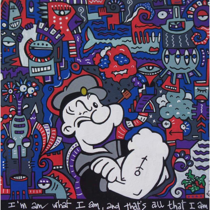 Painting The sailor Man by Fanny | Painting Street art Wood Posca