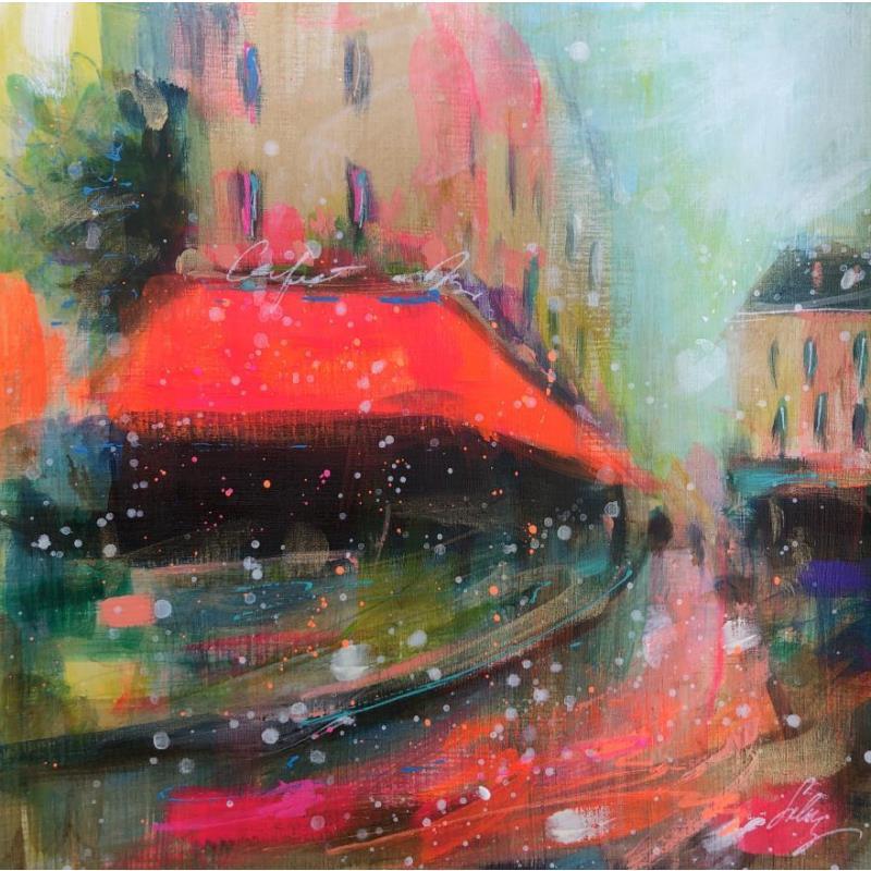 Painting Windy day by Solveiga | Painting Figurative Acrylic Urban