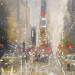 Painting Stormy Time Square by Solveiga | Painting Figurative Urban Acrylic