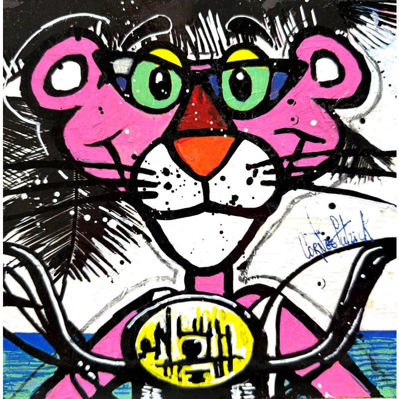Painting Pink Panther on holiday by Cornée Patrick | Painting Pop-art Cinema Pop icons Life style