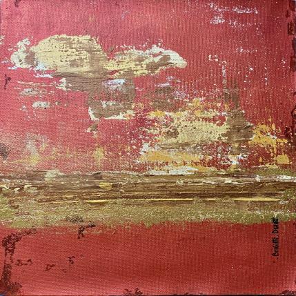 Painting Romantic sunset by Dravet Brigitte | Painting Abstract Acrylic, Gold leaf Landscapes