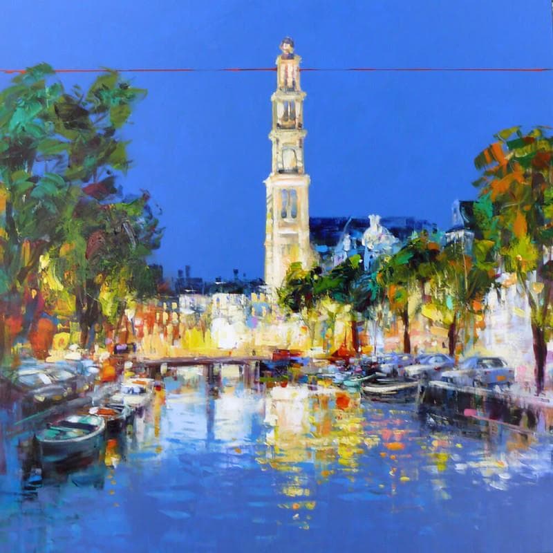 Painting Amsterdam by Frédéric Thiery | Painting Figurative Acrylic Landscapes