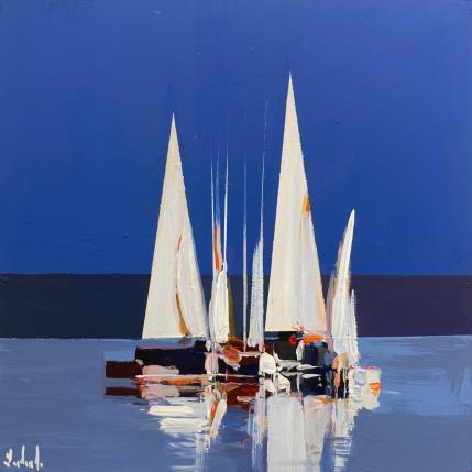 Painting Sur les flots by Chevalier Lionel | Painting Figurative Acrylic Marine, Minimalist, Pop icons
