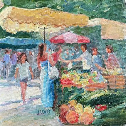 Peinture Scène de marché aux fruits et légumes par Arkady | Tableau Figuratif Huile scènes de vie