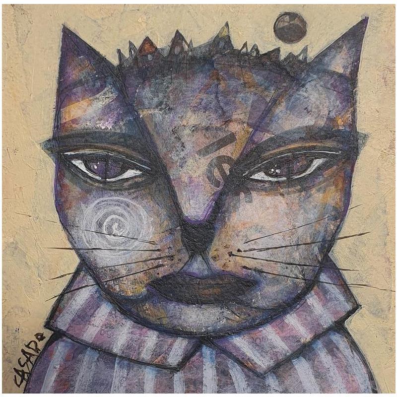Peinture Catman par Casado Dan  | Tableau Art Singulier Animaux Acrylique Collage