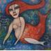 Peinture Red siren par Casado Dan  | Tableau Art Singulier Marine Enfant Acrylique Collage