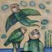 Peinture Bird Men par Casado Dan  | Tableau Art Singulier Nature Acrylique Collage