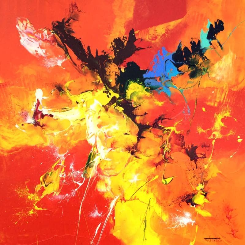 Painting Orange et rouge by Zdzieblo Thierry | Painting Abstract Acrylic Minimalist