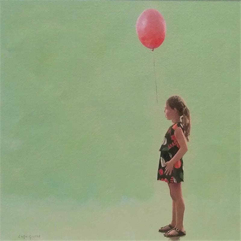Painting Ballon rouge 4 by Castignani Sergi | Painting Figurative Acrylic, Oil Life style