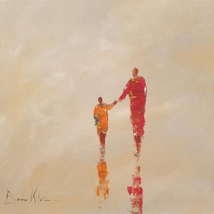 Painting Mère et fille by Klein Bruno | Painting Figurative Oil Child, Minimalist