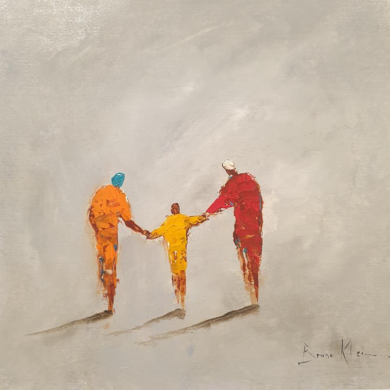 Painting Petite famille by Klein Bruno | Painting Figurative Minimalist Oil