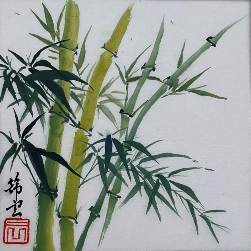 Gemälde Bambou vert von Tayun | Gemälde Figurativ Natur Aquarell