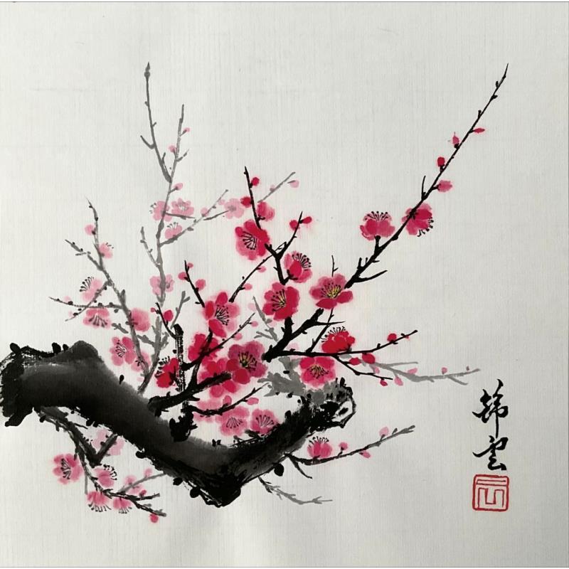 Gemälde Fleurs de cerisier von Tayun | Gemälde Figurativ Natur Aquarell