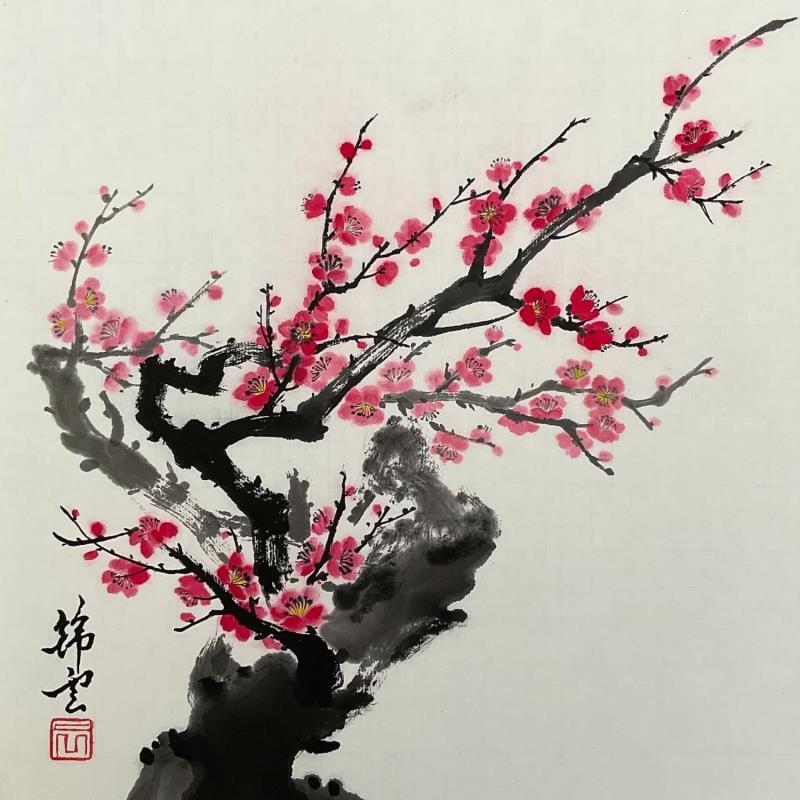Painting Cerisier en fleurs by Tayun | Painting Figurative Ink, Watercolor Nature