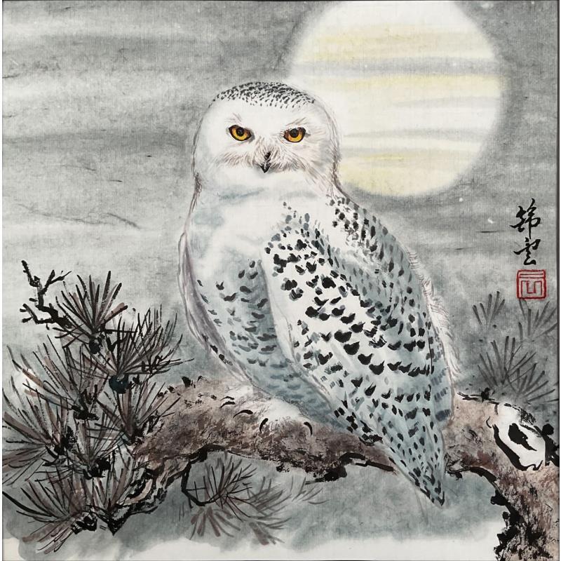Peinture Harfang des neiges par Tayun | Tableau Figuratif Animaux Aquarelle
