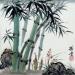 Gemälde Bambou et orchidée von Tayun | Gemälde Figurativ Natur Aquarell
