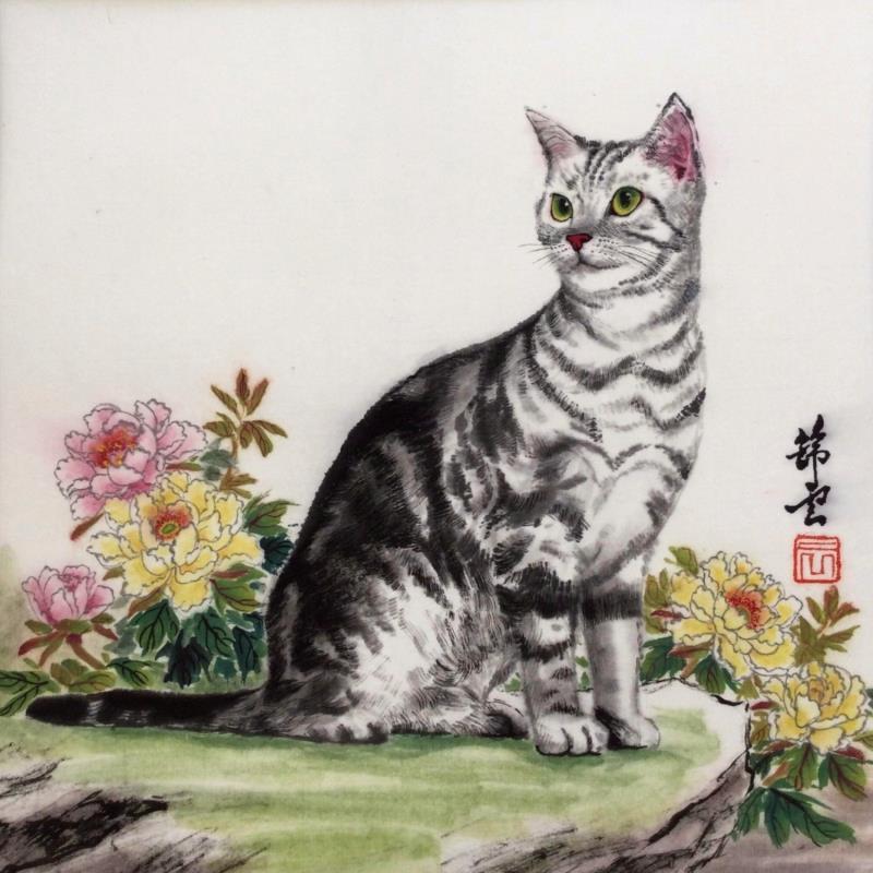 Painting American Shorthair by Tayun | Painting Figurative Watercolor Animals
