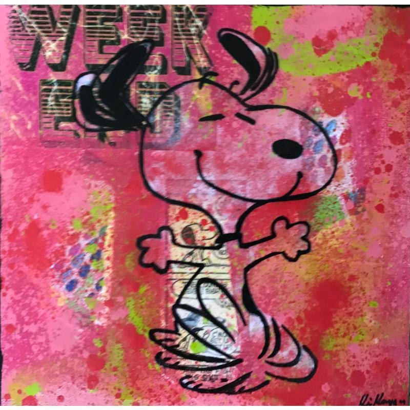Gemälde Snoopy happy von Kikayou | Gemälde Pop-Art Pop-Ikonen