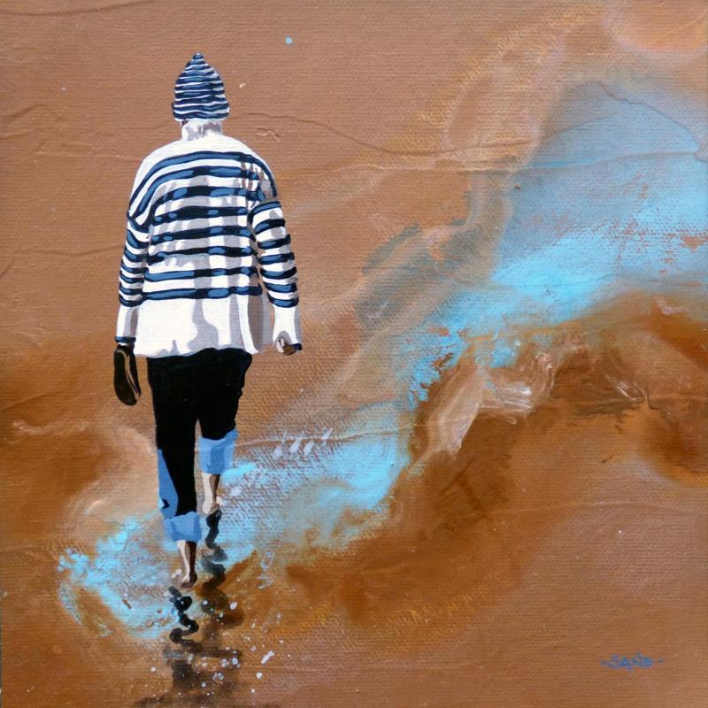 Gemälde l'hiver en marinière von Sand | Gemälde Figurativ Marine Alltagsszenen Acryl