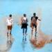 Peinture photographe et assistants de plage par Sand | Tableau Figuratif Marine Scènes de vie Acrylique