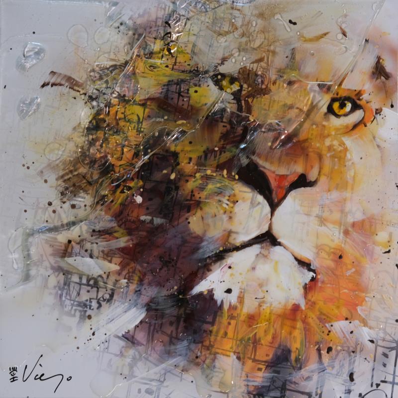 Painting LION by Viejo Philippe  | Painting Figurative Acrylic, Resin Animals