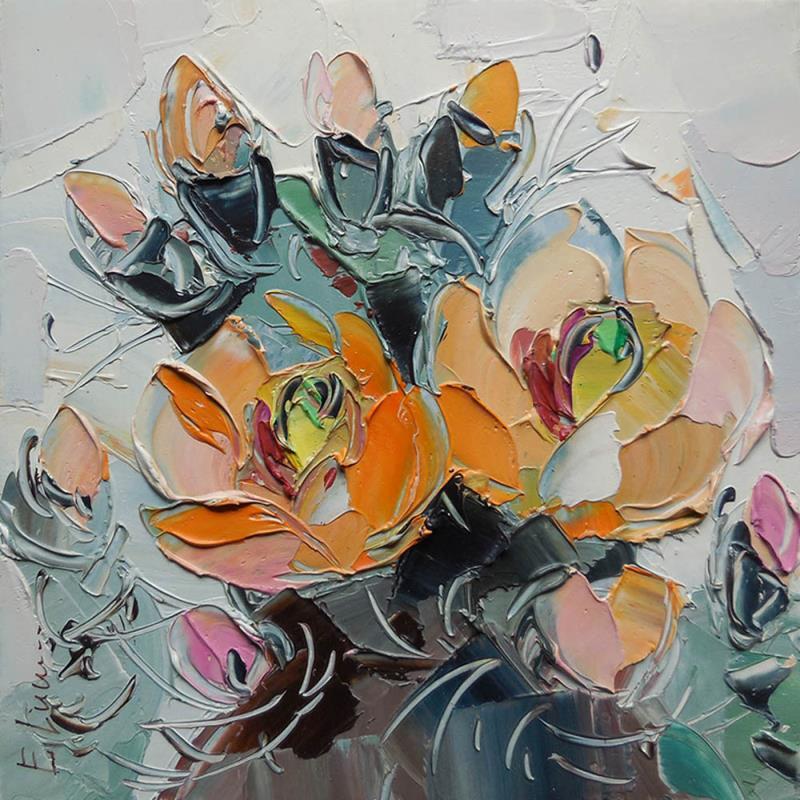 Painting Orange prickly pear by Lunetskaya Elena | Painting Impressionism Cardboard, Oil Landscapes, Minimalist, Nature