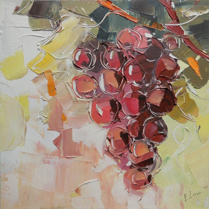 Painting Red grapes by Lunetskaya Elena | Painting Figurative Landscapes Nature Minimalist Oil