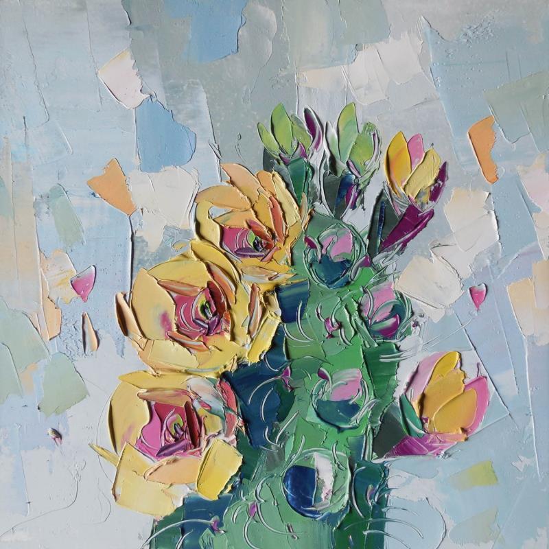 Painting Prickly pear flower by Lunetskaya Elena | Painting Impressionism Oil Landscapes, Nature, still-life