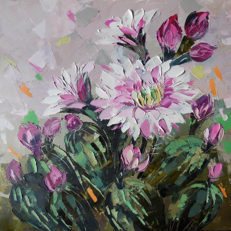 Painting Desert Flower by Lunetskaya Elena | Painting Impressionism Oil Landscapes, Nature, still-life