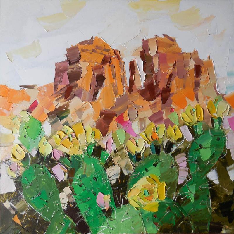Painting Yellow prickly pear by Lunetskaya Elena | Painting Figurative Landscapes Nature Oil