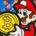 Gemälde Mario Bitcoin von Kalo | Gemälde Pop-Art Pop-Ikonen Acryl Collage