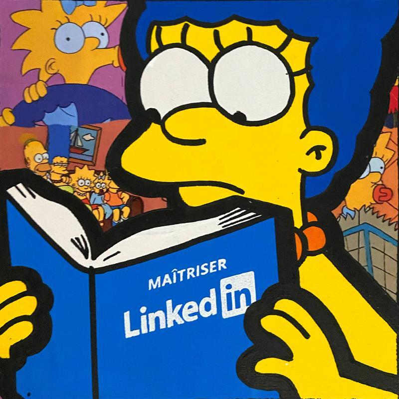 Painting Marge Linkedin by Kalo | Painting Pop-art Pop icons Acrylic Gluing