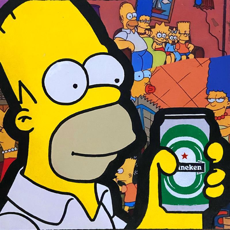 Painting Homer Heineken by Kalo | Painting Pop-art Acrylic, Gluing Pop icons