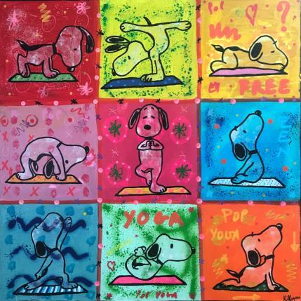 Peinture Snoopy yoga by 9 par Kikayou | Tableau Pop-art Acrylique Icones Pop