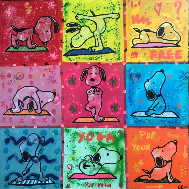 Painting Snoopy yoga by 9 by Kikayou | Painting Pop-art Acrylic Pop icons