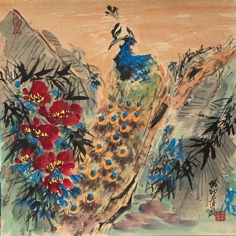 Gemälde Peacock  von Yu Huan Huan | Gemälde Figurativ Tiere Tinte