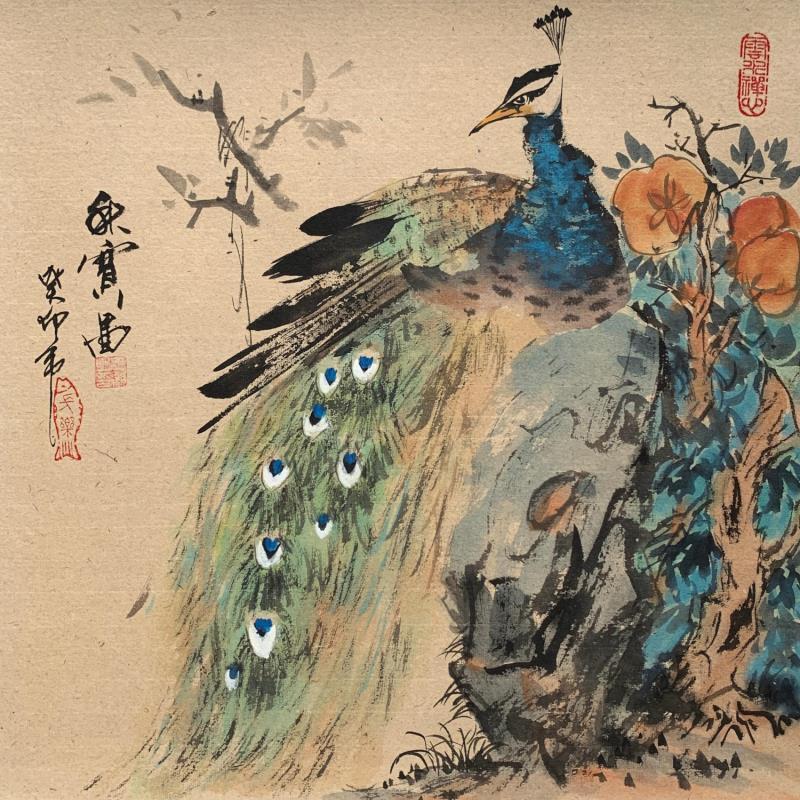 Painting Peacock  by Yu Huan Huan | Painting Figurative Ink Animals, Nature