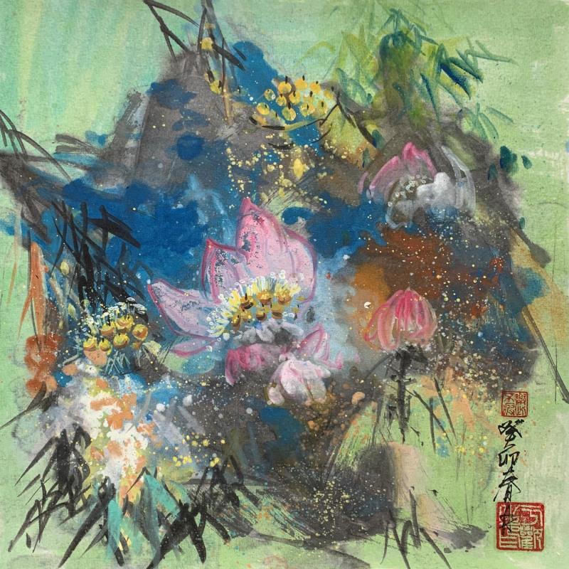 Painting Lotus pond  by Yu Huan Huan | Painting Figurative Nature Ink