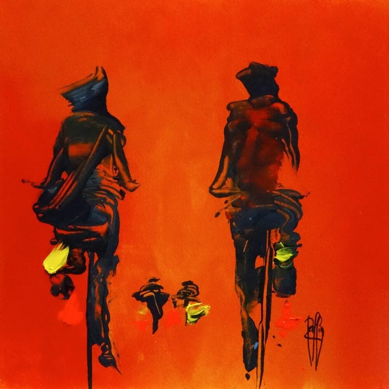 Painting Duo fluo by Raffin Christian | Painting Figurative Oil Life style