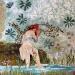 Gemälde La fraicheur de l'eau von Romanelli Karine | Gemälde Figurativ Landschaften Alltagsszenen Collage