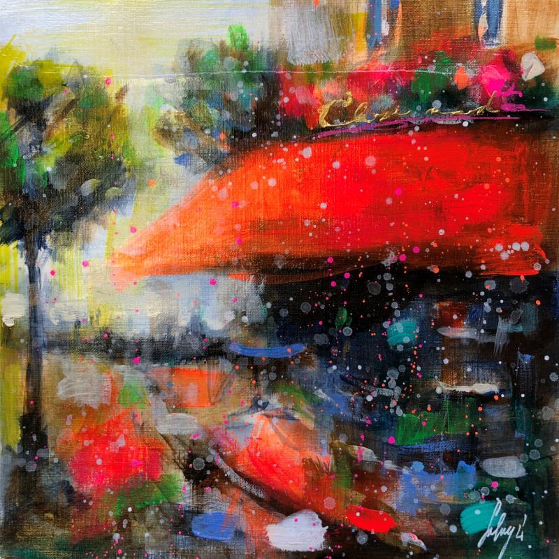 Painting Café Rouge  by Solveiga | Painting Figurative Landscapes Life style Architecture Acrylic