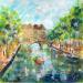 Peinture Grand canal  par Solveiga | Tableau Figuratif Paysages Scènes de vie Architecture Acrylique