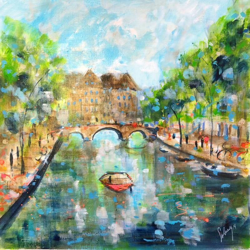 Painting Grand canal  by Solveiga | Painting Figurative Acrylic Architecture, Landscapes, Life style