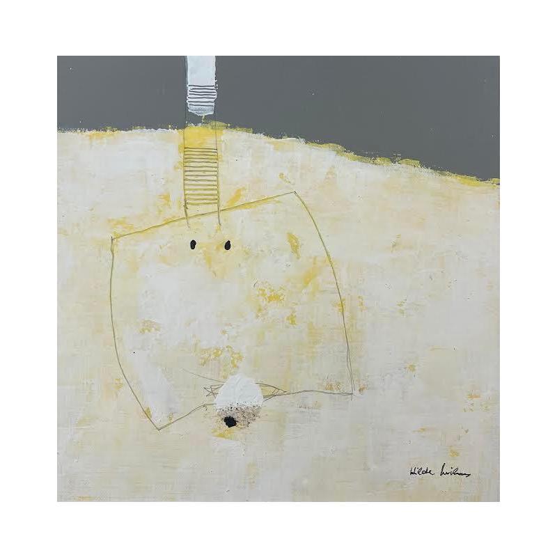 Painting Abstract white B48 by Wilms Hilde | Painting Abstract Minimalist Gluing