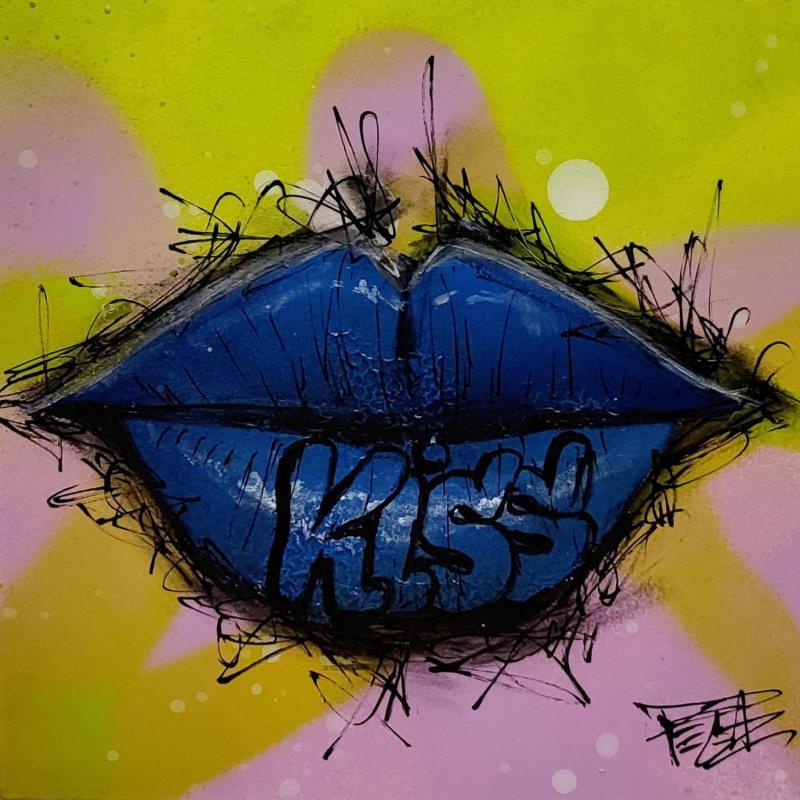 Peinture LIPS #4 KISS par Pegaz art | Tableau Pop-art Graffiti Acrylique