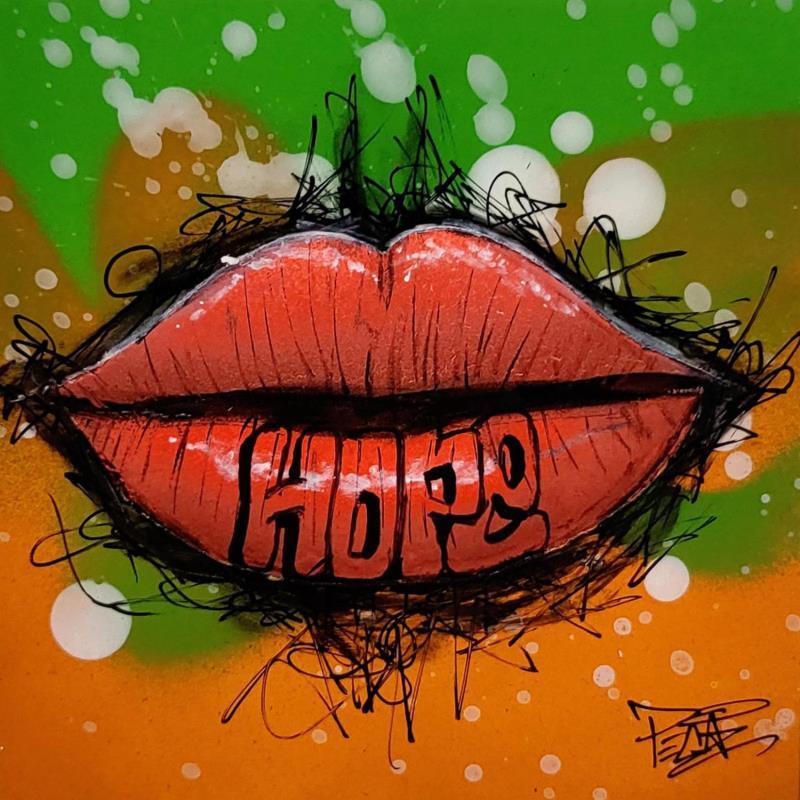 Painting LIPS #3 HOPE by Pegaz art | Painting Pop-art Acrylic, Graffiti