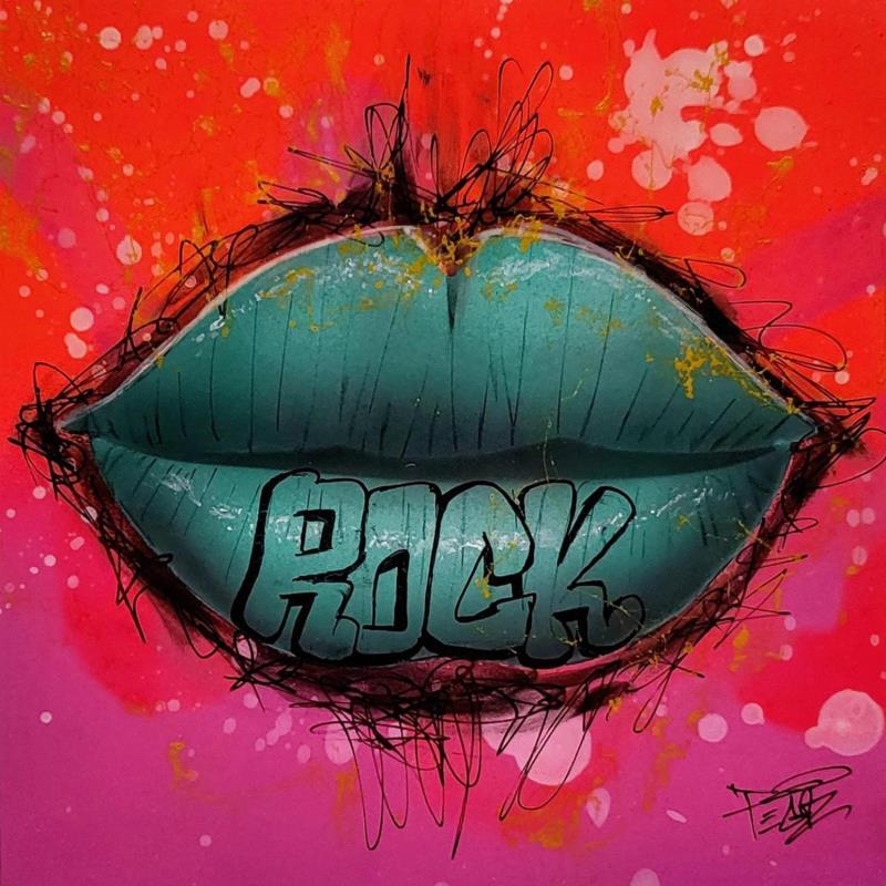 Peinture LIPS #7 ROCK par Pegaz art | Tableau Pop-art Graffiti Acrylique