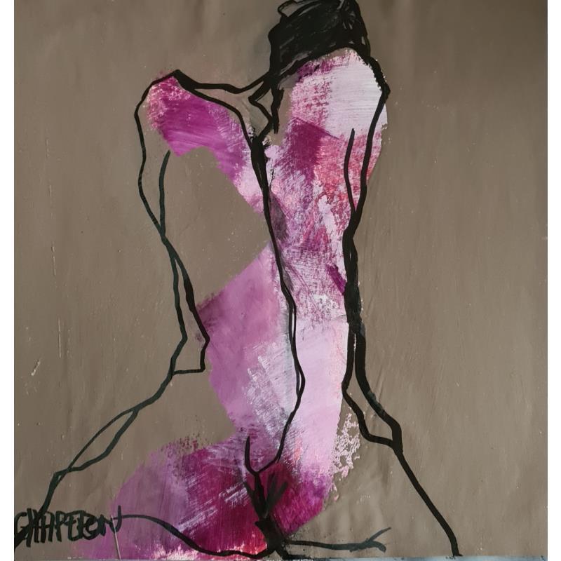 Painting Rose bonbon 2 by Chaperon Martine | Painting Figurative Acrylic Nude